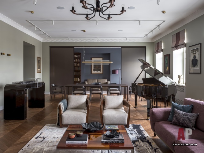 Фото интерьера гостиной квартиры в стиле фьюжн 