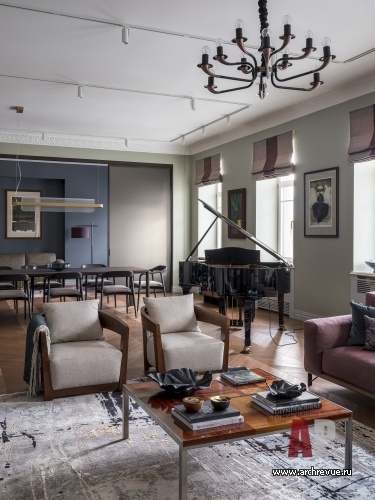 Фото интерьера гостиной квартиры в стиле фьюжн