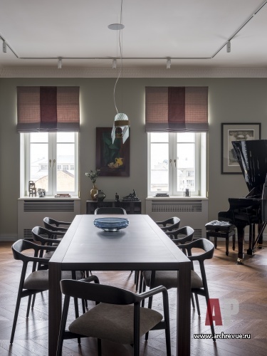 Фото интерьера столовой квартиры в стиле фьюжн 