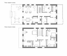 План 1 и 2 этажей 2-х этажного дома в Салтыковке. Общая площадь – 350 кв. м.
