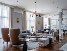 Фото интерьера гостиной пентхауса в американском стиле