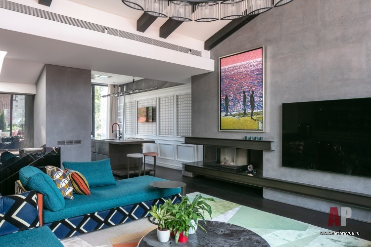 Фото интерьера зоны отдыха квартиры в стиле лофт