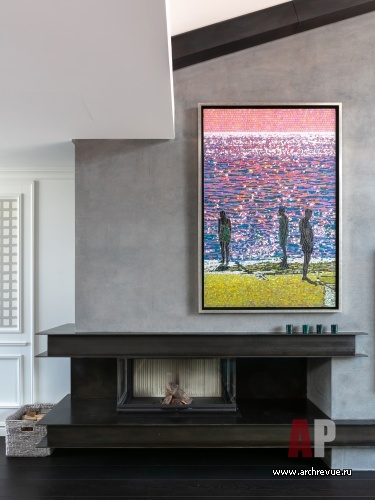 Фото интерьера каминной квартиры в стиле лофт 