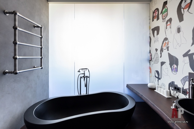 Фото интерьера ванной квартиры в стиле лофт 