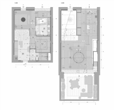 План 1 и 2 этажа 2-х этажного лофта в корпусах фабрики «Рассвет». Общая площадь – 139 кв. м.