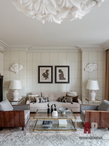 Фото интерьера зоны отдыха квартиры в стиле неоклассика 