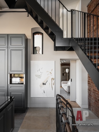 Фото интерьера кухни пентхауса в стиле лофт