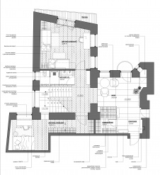 План первого этажа четырехэтажного пентхауса на Знаменке. Жилая площадь – 170 кв. м.