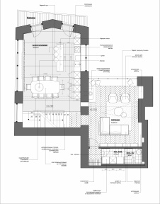 План второго этажа четырехэтажного пентхауса на Знаменке. Жилая площадь – 170 кв. м.