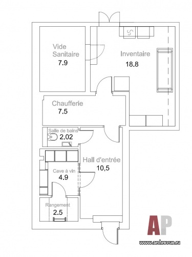 План цокольного этажа двухэтажного дома на Лазурном побережье. Реконструкция.