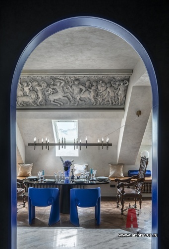 Фото интерьера столовой квартиры в стиле фьюжн 