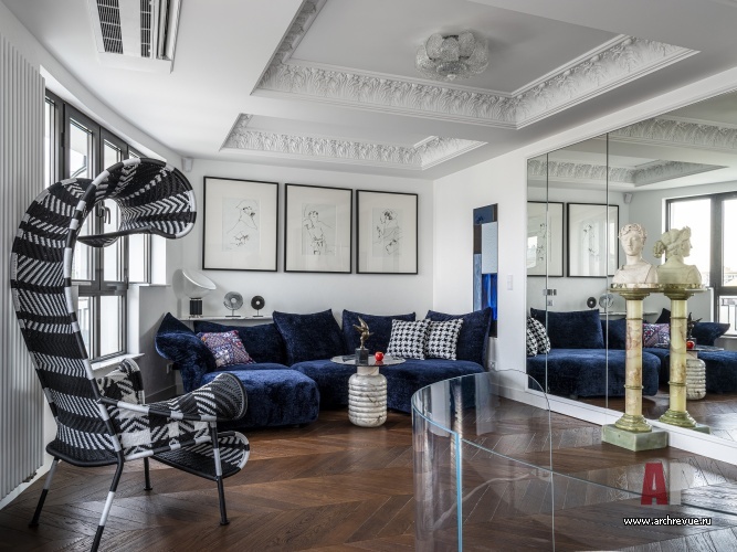 Фото интерьера гостиной квартиры в стиле фьюжн