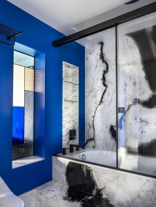 Фото интерьера ванной комнаты квартиры в стиле фьюжн 