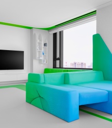 Фото интерьера гостиной квартиры в стиле минимализм 