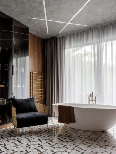 Фото интерьера ванной дома в стиле шале 