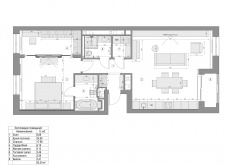 Планировка двухкомнатной квартиры в новостройке. Общая площадь – 86 кв. м.