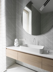 Фото интерьера ванной комнаты квартиры в стиле минимализм 