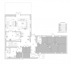 План первого этажа двухэтажного дома в коттеджном поселке «Клуб 2071» (проект архитектора Сергея Скуратова).