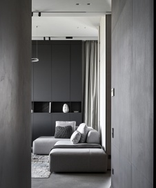 Фото интерьера гостиной квартиры в стиле минимализм 