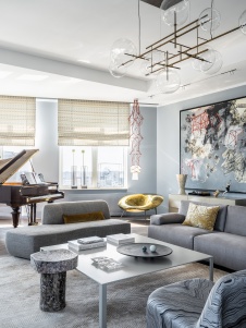 Фото интерьера гостиной пентхауса в стиле фьюжн