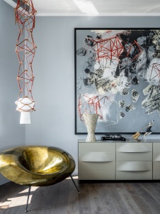 Фото интерьера гостиной пентхауса в стиле фьюжн