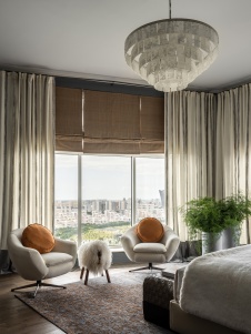 Фото интерьера спальни пентхауса в стиле фьюжн