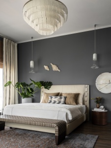 Фото интерьера спальни пентхауса в стиле фьюжн