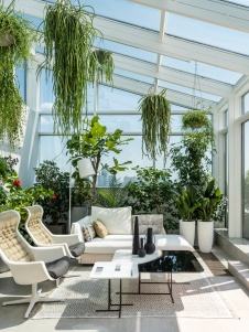 Фото интерьера зимнего сада пентхауса в стиле фьюжн 