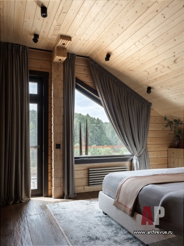 Фото интерьера спальни дома в стиле шале 