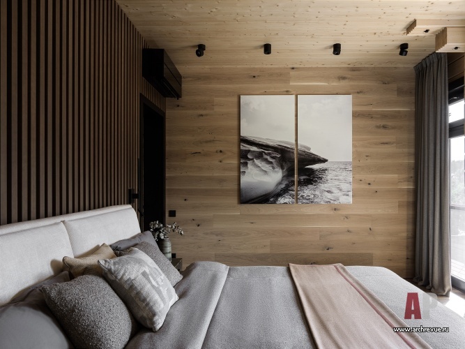 Фото интерьера спальни дома в стиле шале 