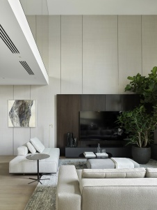 Фото интерьера гостиной пентхауса в стиле минимализм