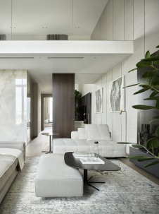 Фото интерьера гостиной пентхауса в стиле минимализм