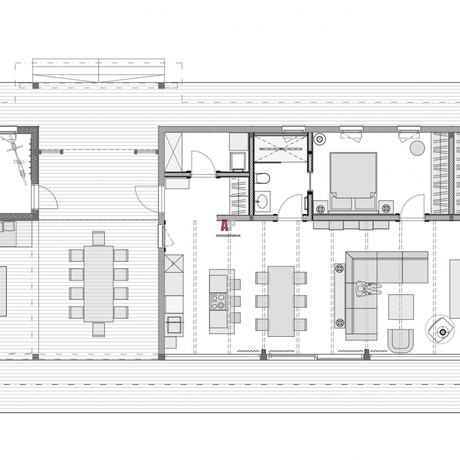 План одноэтажного деревянного дома с верандой по индивидуальному ...