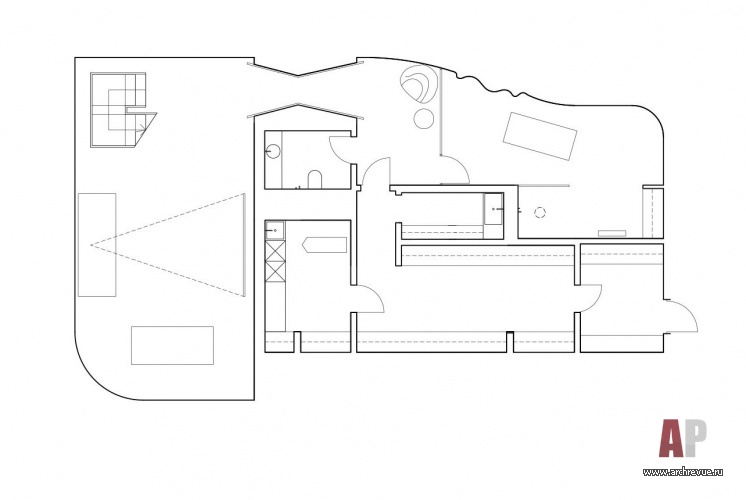 План цокольного этажа бетонного дома в Подмосковье. Общая площадь - 420 кв. м