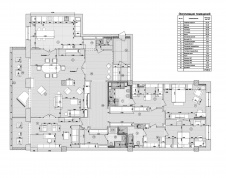 Планировка четырехкомнатной квартиры в новом доме на Остоженке. Общая площадь – 260 кв. м.