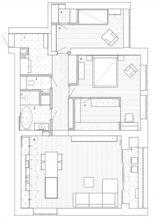 Перепланировка небольшой трешки в старом жилом фонде. Общая площадь – 97 кв. м.