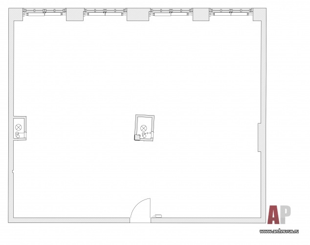 Исходная планировка лофта с террасой на крыше в ЖК «Красная Стрела». Общая площадь – 110 кв. м.