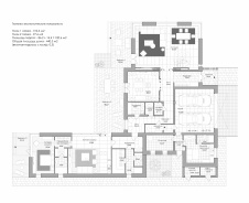 План первого этажа двухэтажного дома в Подмосковье. Общая площадь – 440 кв. м.