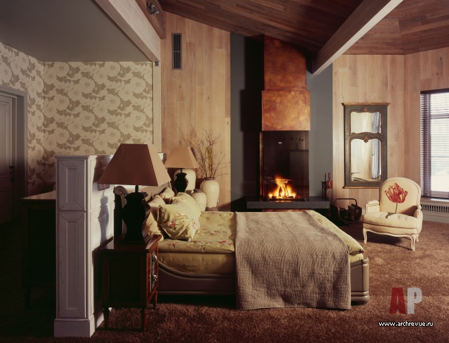Фото интерьера спальни дома в стиле фьюжн