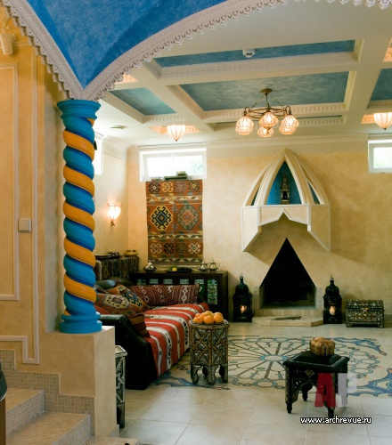 Фото интерьера хаммама-сауны загородного дома в стиле эклектика