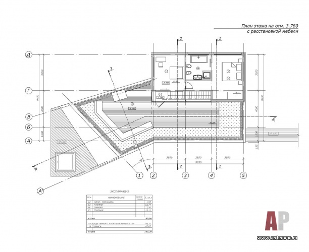 Планировка второго этажа деревянного дома Пазл. Общая площадь - 206 кв. м.