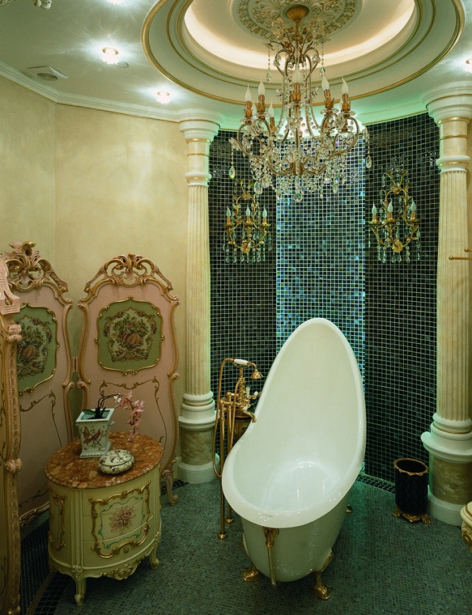 Фото санузла. Будуар оформлен мозаикой, архитектор Татьяна Божовская