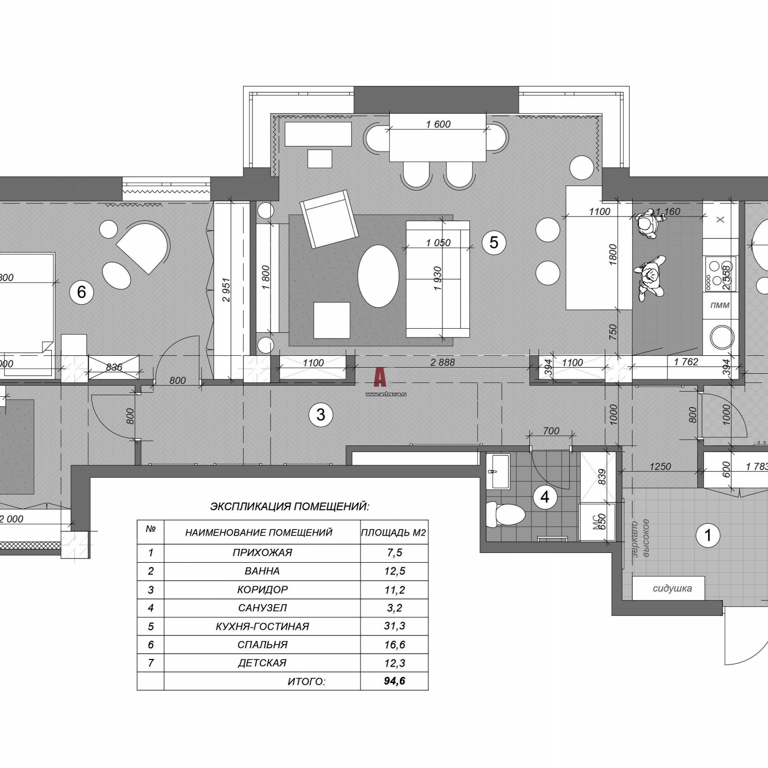 Перепланировка 3-х комнатной квартиры в старом жилом фонде. Общая ...