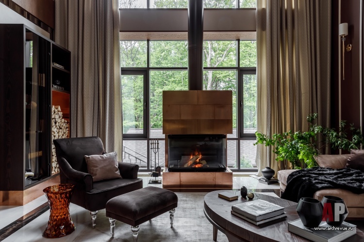 Фото интерьера каминной дома в современном стиле 