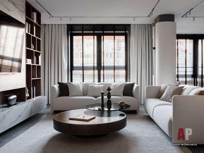 Фото интерьера домашнего кинотеатра квартиры в современном стиле