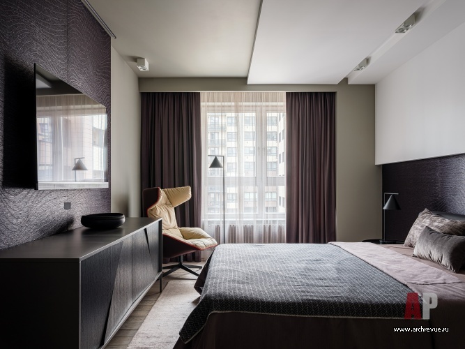 Фото интерьера спальни квартиры в современном стиле