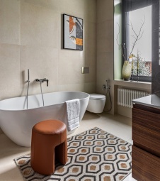 Фото интерьера санузла дома в стиле фьюжн 