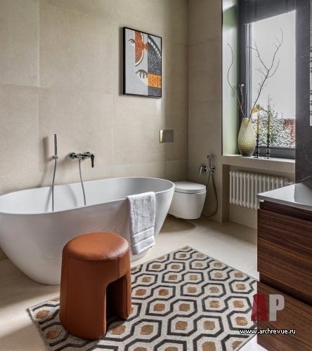 Фото интерьера санузла дома в стиле фьюжн 