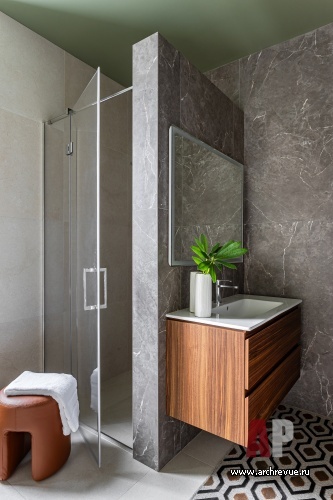 Фото интерьера санузла дома в стиле фьюжн 