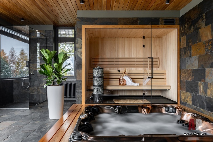 Фото интерьера СПА-зоны дома в стиле фьюжн